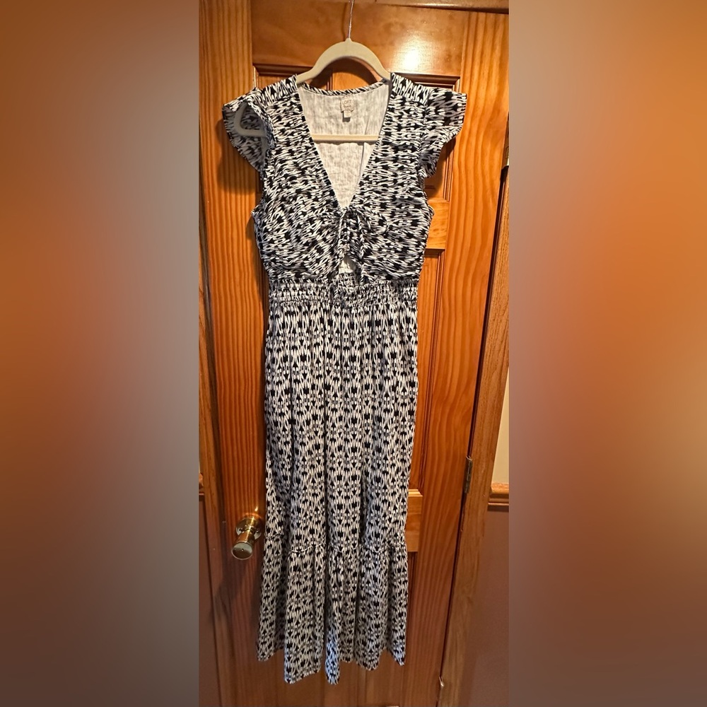 LOFT Strapless Black and White Dress